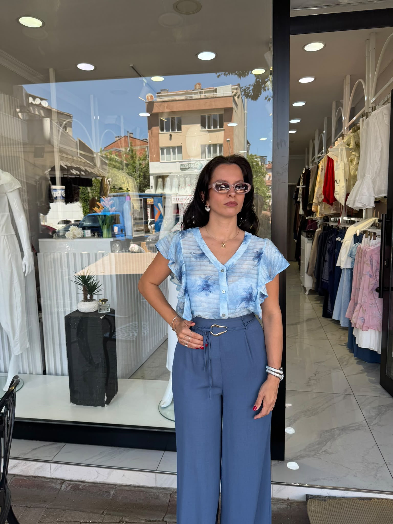 Kadın Fırfır Detaylı Gömlek